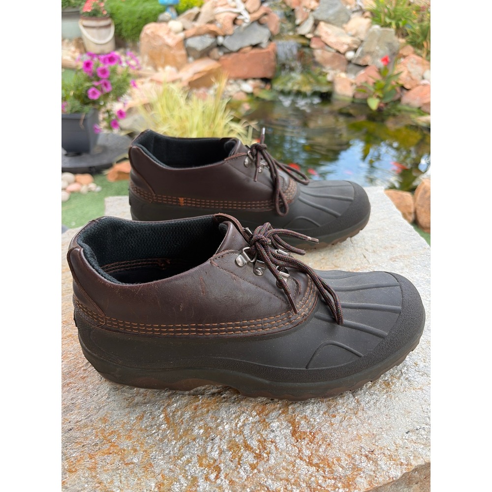Vintage LL Bean Storm Chaser Duck Boots Mens 12 Wide Brown Leather Waterproof - Picture 6 of 8